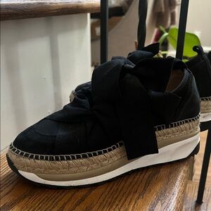 Free People Black Bow Espadrille Platform Sneakers
